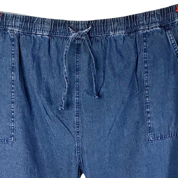 Palm Grove Womens Cropped Jeans Size 3X Palm Tree Embroidery Drawstring 44x19.5‎ - Picture 2 of 7